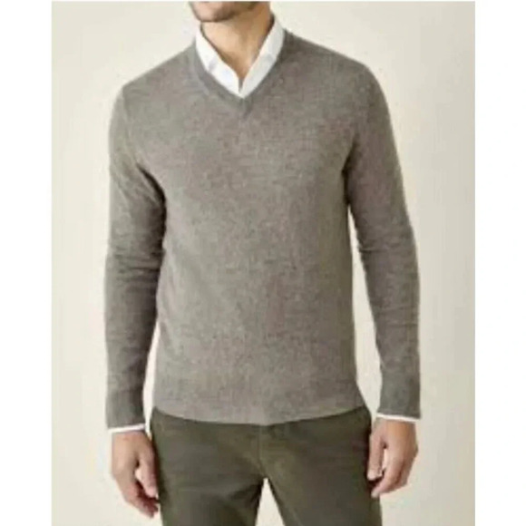 Brooks 100% Merino Wool Sweater Gray Long Sleeve V-Neck Pullover Size XL - Picture 1 of 9